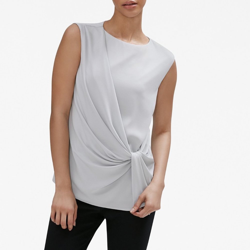 MM. LaFleur Gray Mist Brontë Draped Top Size Small